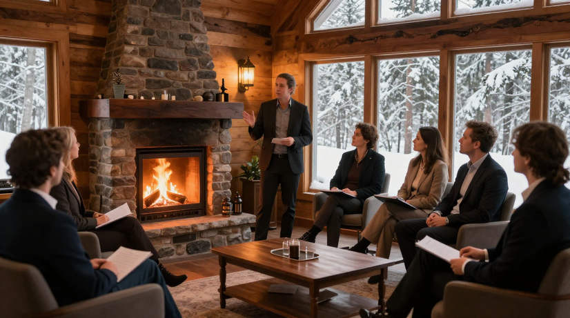 Business growth retreat setting